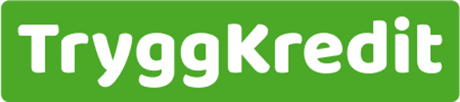 Trygg kredit logga i vit text med grön bakgrund